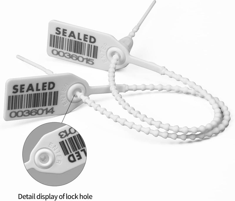 LeadSeals 500 White Plastic Barcode Seals, Numberd Plastic Tamper Seals Security Tags, Pull-Tite Safety Zip Ties, Tamper Proof Tags Plasic Locks for Fire Extinguishers - Image 5